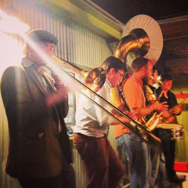 The Dixie Giants rocking out during our stop at Campo Fina during the Mardi Gras parade